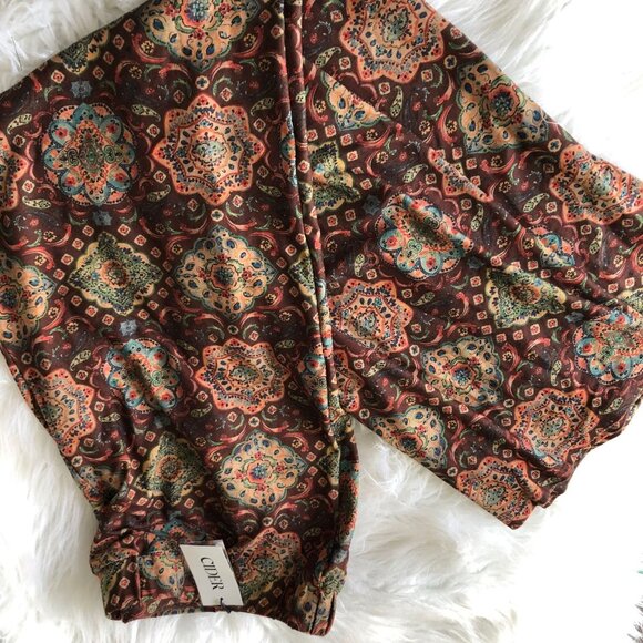 Cider Womens Floral Boho Patterned Pants Wide Leg Pull-On‎ Size 2XL Brown NWT - Picture 10 of 10